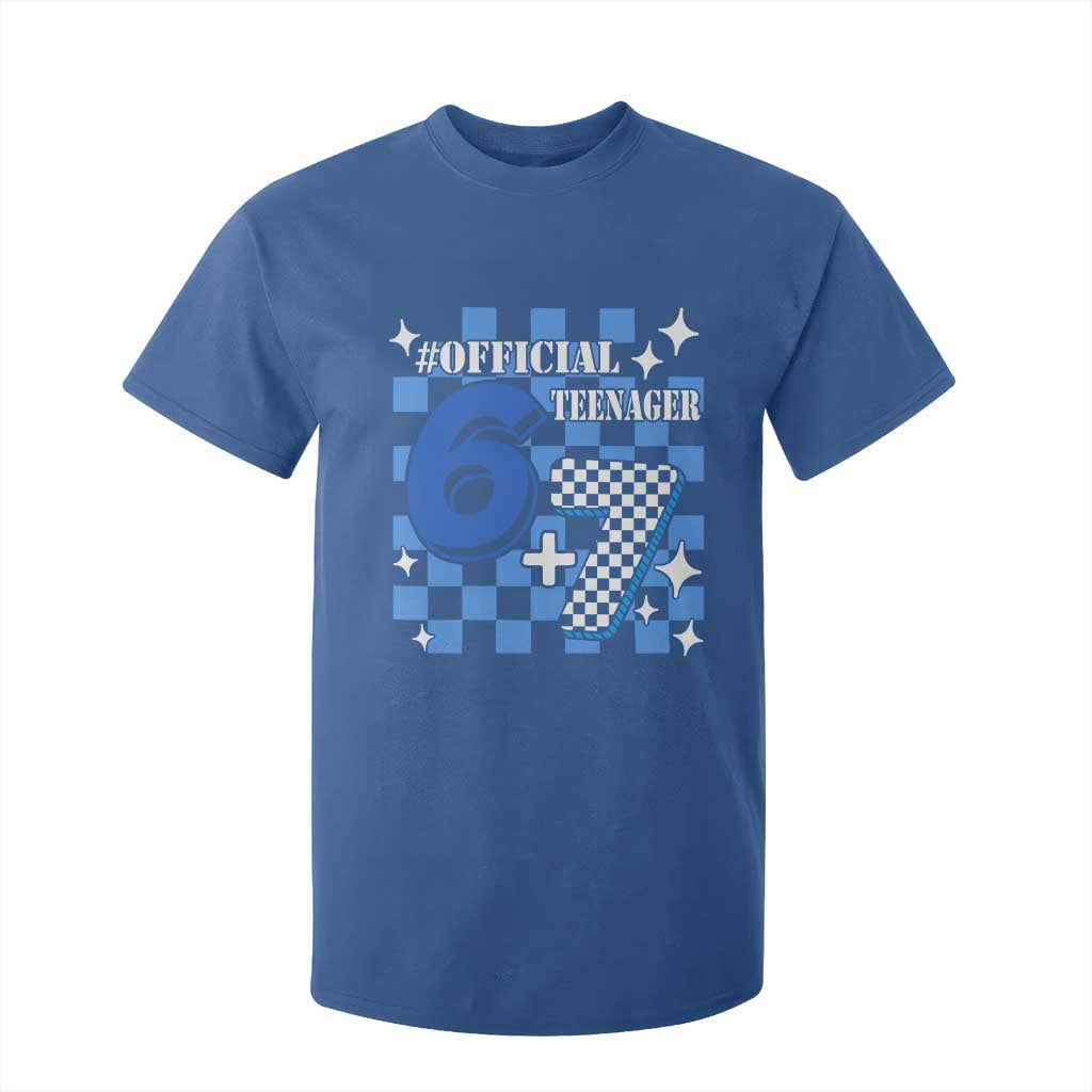 Funny 13th Birthday Official Teenager T Shirt For Kid 6+7 13 Year Old Boys Kids Checkered 67 Meme TS10 Royal Blue Print Your Wear