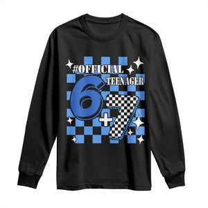 Funny 13th Birthday Official Teenager Long Sleeve Shirt 6+7 13 Year Old Boys Kids Checkered 67 Meme TS10 Black Print Your Wear