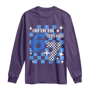 Funny 13th Birthday Official Teenager Long Sleeve Shirt 6+7 13 Year Old Boys Kids Checkered 67 Meme TS10 Purple Print Your Wear