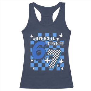 Funny 13th Birthday Official Teenager Racerback Tank Top 6+7 13 Year Old Boys Kids Checkered 67 Meme TS10 Navy Print Your Wear