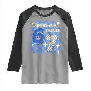 Funny 13th Birthday Official Teenager Raglan Shirt 6+7 13 Year Old Boys Kids Checkered 67 Meme TS10 Sport Gray Black Print Your Wear