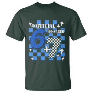 Funny 13th Birthday Official Teenager T Shirt 6+7 13 Year Old Boys Kids Checkered 67 Meme TS10 Dark Forest Green Print Your Wear