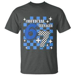 Funny 13th Birthday Official Teenager T Shirt 6+7 13 Year Old Boys Kids Checkered 67 Meme TS10 Dark Heather Print Your Wear