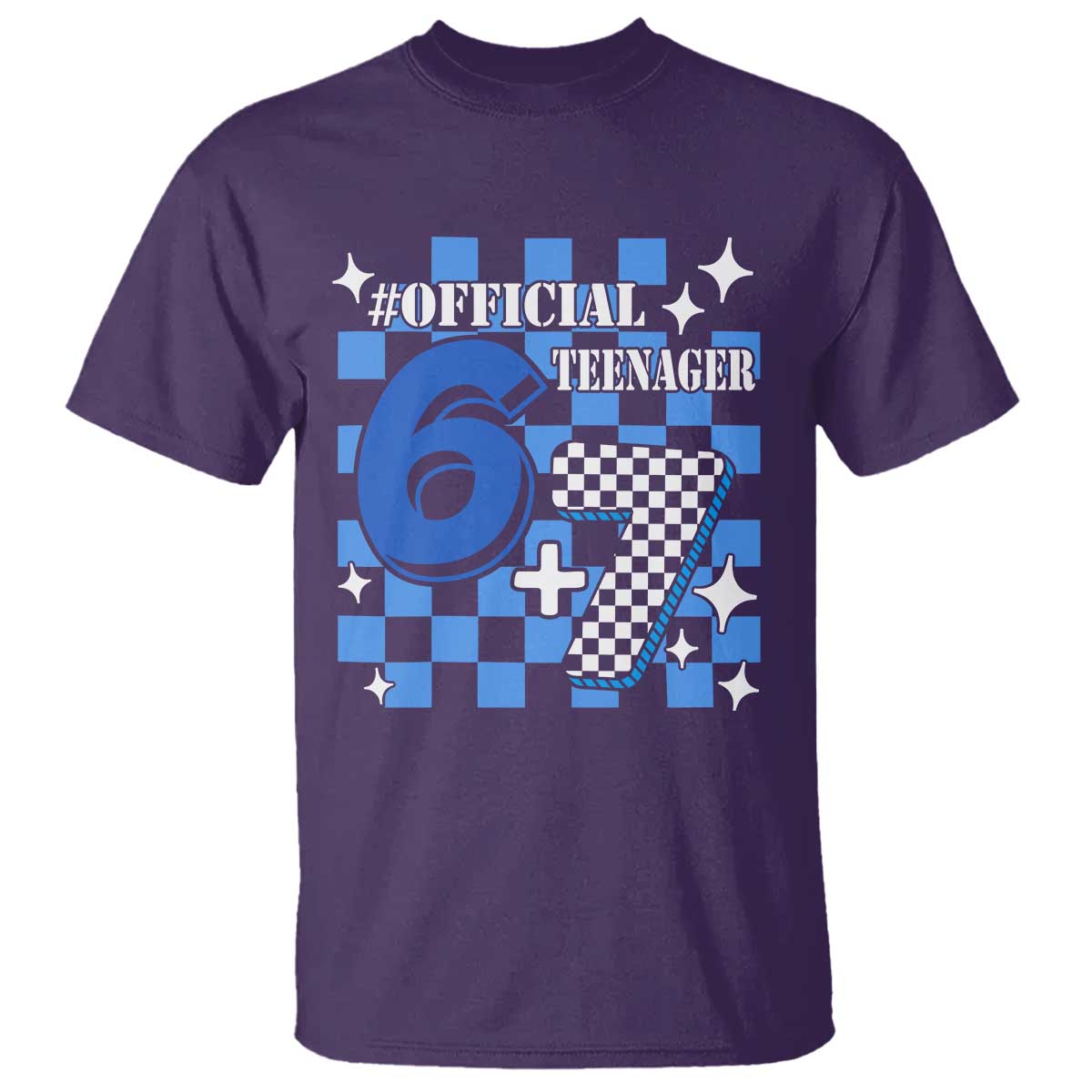 Funny 13th Birthday Official Teenager T Shirt 6+7 13 Year Old Boys Kids Checkered 67 Meme TS10 Purple Print Your Wear