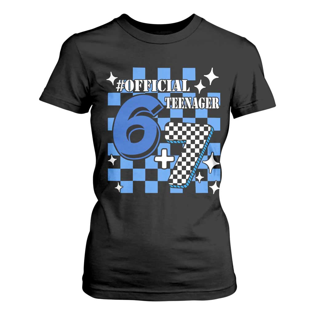 Funny 13th Birthday Official Teenager T Shirt For Women 6+7 13 Year Old Boys Kids Checkered 67 Meme TS10 Black Print Your Wear