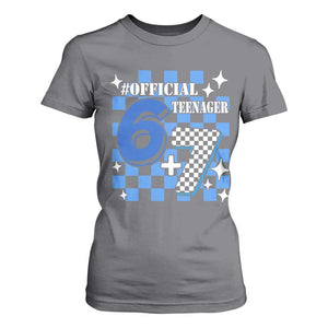 Funny 13th Birthday Official Teenager T Shirt For Women 6+7 13 Year Old Boys Kids Checkered 67 Meme TS10 Charcoal Print Your Wear