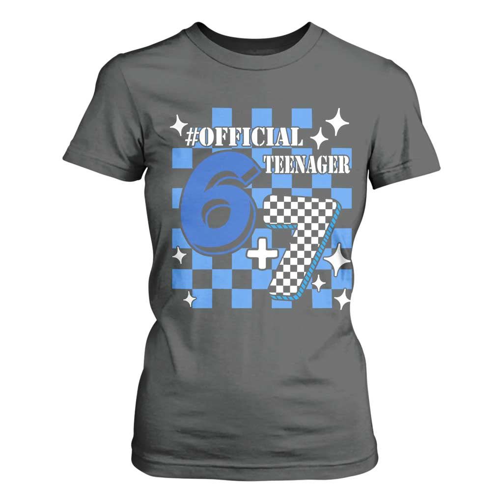 Funny 13th Birthday Official Teenager T Shirt For Women 6+7 13 Year Old Boys Kids Checkered 67 Meme TS10 Dark Heather Print Your Wear
