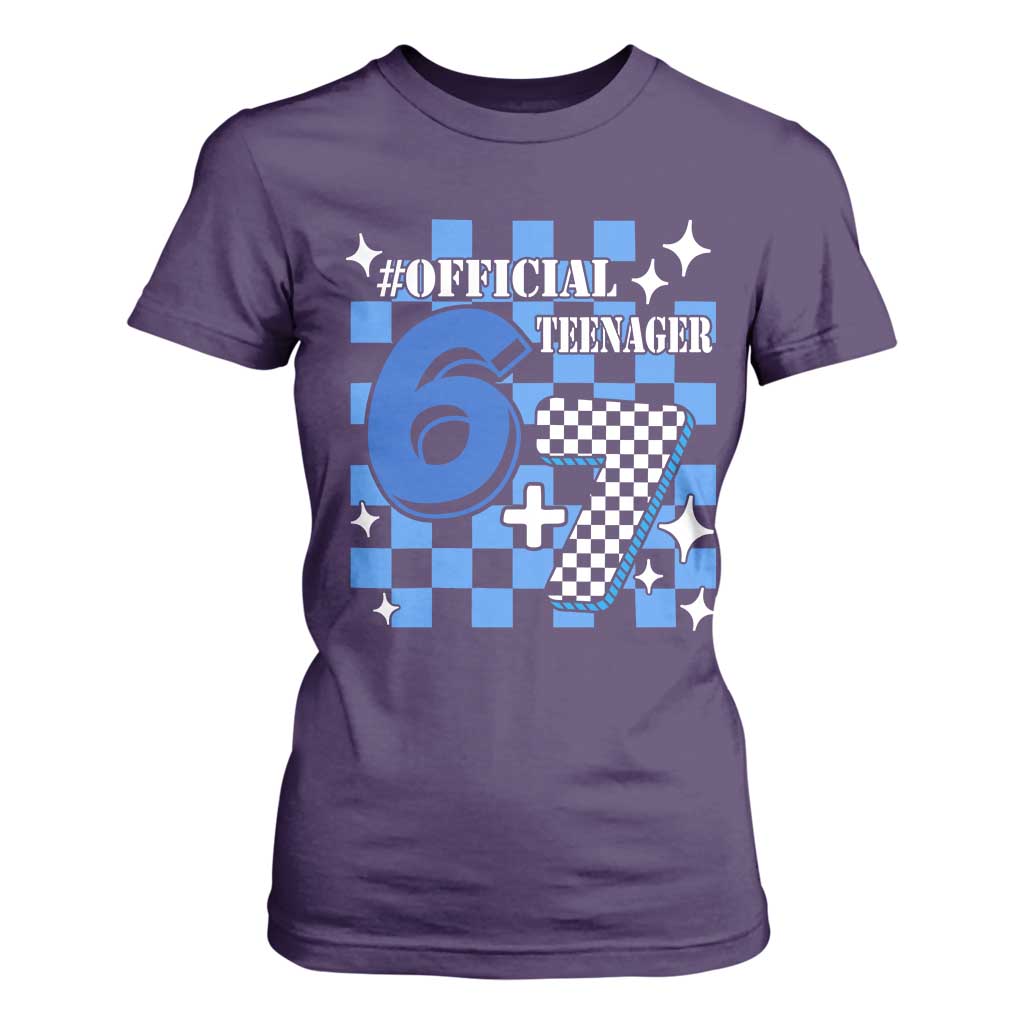 Funny 13th Birthday Official Teenager T Shirt For Women 6+7 13 Year Old Boys Kids Checkered 67 Meme TS10 Purple Print Your Wear