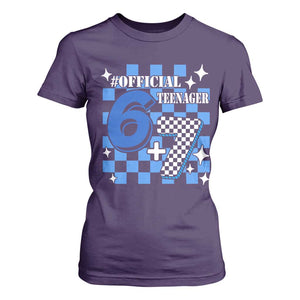 Funny 13th Birthday Official Teenager T Shirt For Women 6+7 13 Year Old Boys Kids Checkered 67 Meme TS10 Purple Print Your Wear