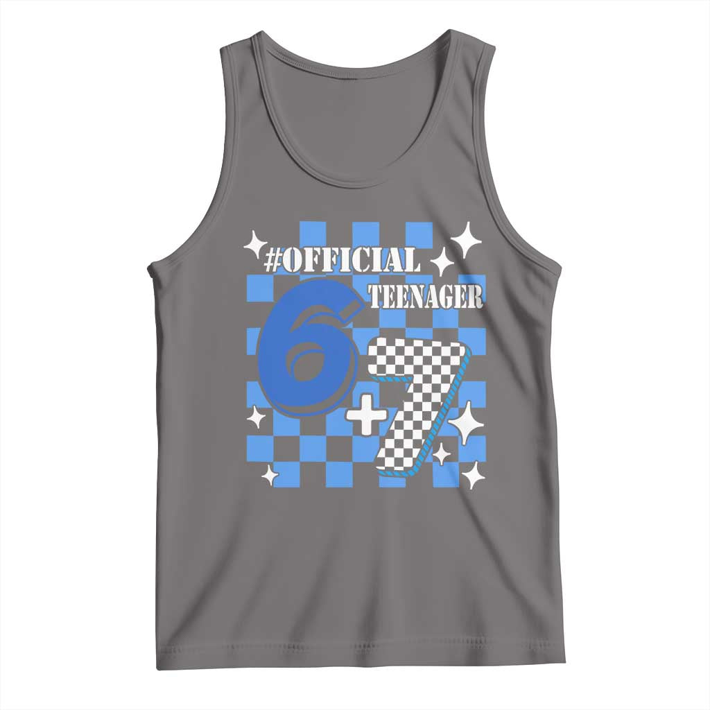 Funny 13th Birthday Official Teenager Tank Top 6+7 13 Year Old Boys Kids Checkered 67 Meme TS10 Deep Heather Print Your Wear