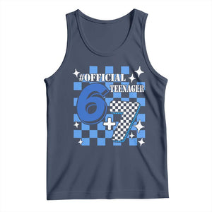 Funny 13th Birthday Official Teenager Tank Top 6+7 13 Year Old Boys Kids Checkered 67 Meme TS10 Navy Print Your Wear