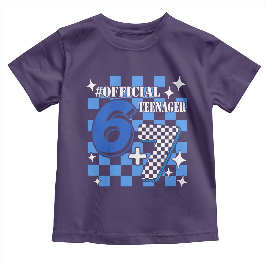 Funny 13th Birthday Official Teenager Toddler T Shirt 6+7 13 Year Old Boys Kids Checkered 67 Meme TS10 Purple Print Your Wear