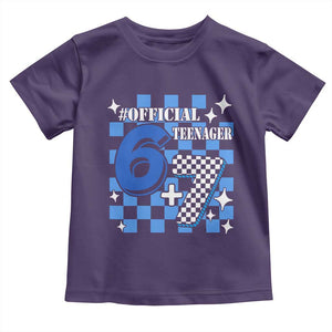 Funny 13th Birthday Official Teenager Toddler T Shirt 6+7 13 Year Old Boys Kids Checkered 67 Meme TS10 Purple Print Your Wear