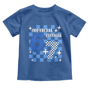 Funny 13th Birthday Official Teenager Toddler T Shirt 6+7 13 Year Old Boys Kids Checkered 67 Meme TS10 Royal Blue Print Your Wear