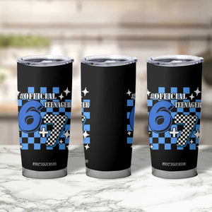 Funny 13th Birthday Official Teenager Tumbler Cup 6+7 13 Year Old Boys Kids Checkered 67 Meme TS10 Print Your Wear