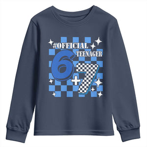 Funny 13th Birthday Official Teenager Youth Sweatshirt 6+7 13 Year Old Boys Kids Checkered 67 Meme TS10 Navy Print Your Wear