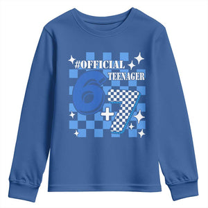 Funny 13th Birthday Official Teenager Youth Sweatshirt 6+7 13 Year Old Boys Kids Checkered 67 Meme TS10 Royal Blue Print Your Wear