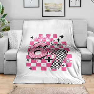 Funny 13th Birthday Official Teenager Throw Blanket 6+7 13 Year Old Kids Girls Pink Checkered 67 Meme TS10 Print Your Wear