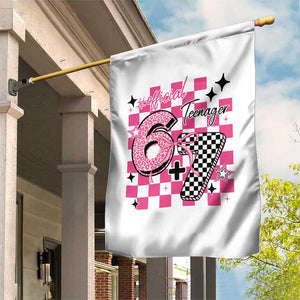 Funny 13th Birthday Official Teenager Garden Flag 6+7 13 Year Old Kids Girls Pink Checkered 67 Meme TS10 Print Your Wear