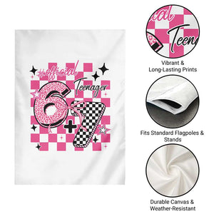 Funny 13th Birthday Official Teenager Garden Flag 6+7 13 Year Old Kids Girls Pink Checkered 67 Meme TS10 Print Your Wear