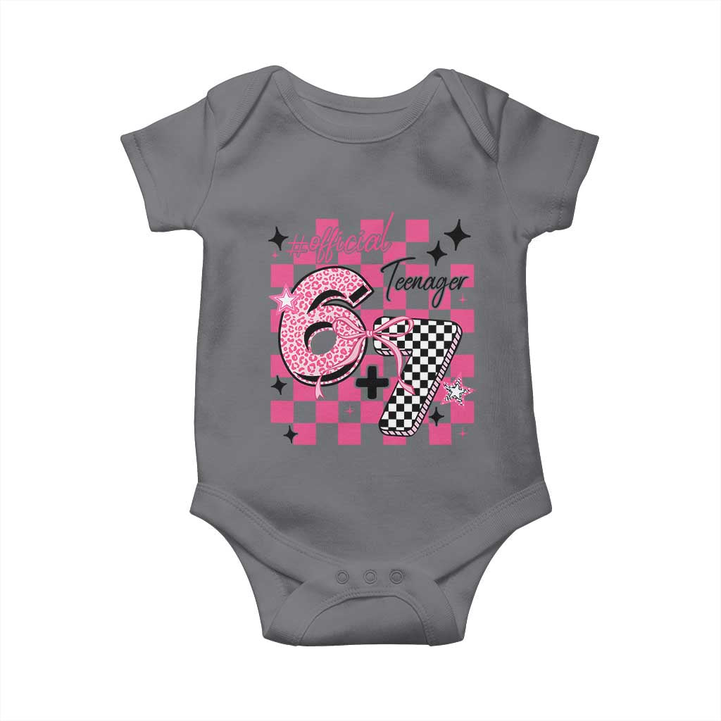 Funny 13th Birthday Official Teenager Baby Onesie 6+7 13 Year Old Kids Girls Pink Checkered 67 Meme TS10 Charcoal Print Your Wear