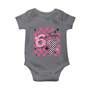 Funny 13th Birthday Official Teenager Baby Onesie 6+7 13 Year Old Kids Girls Pink Checkered 67 Meme TS10 Charcoal Print Your Wear