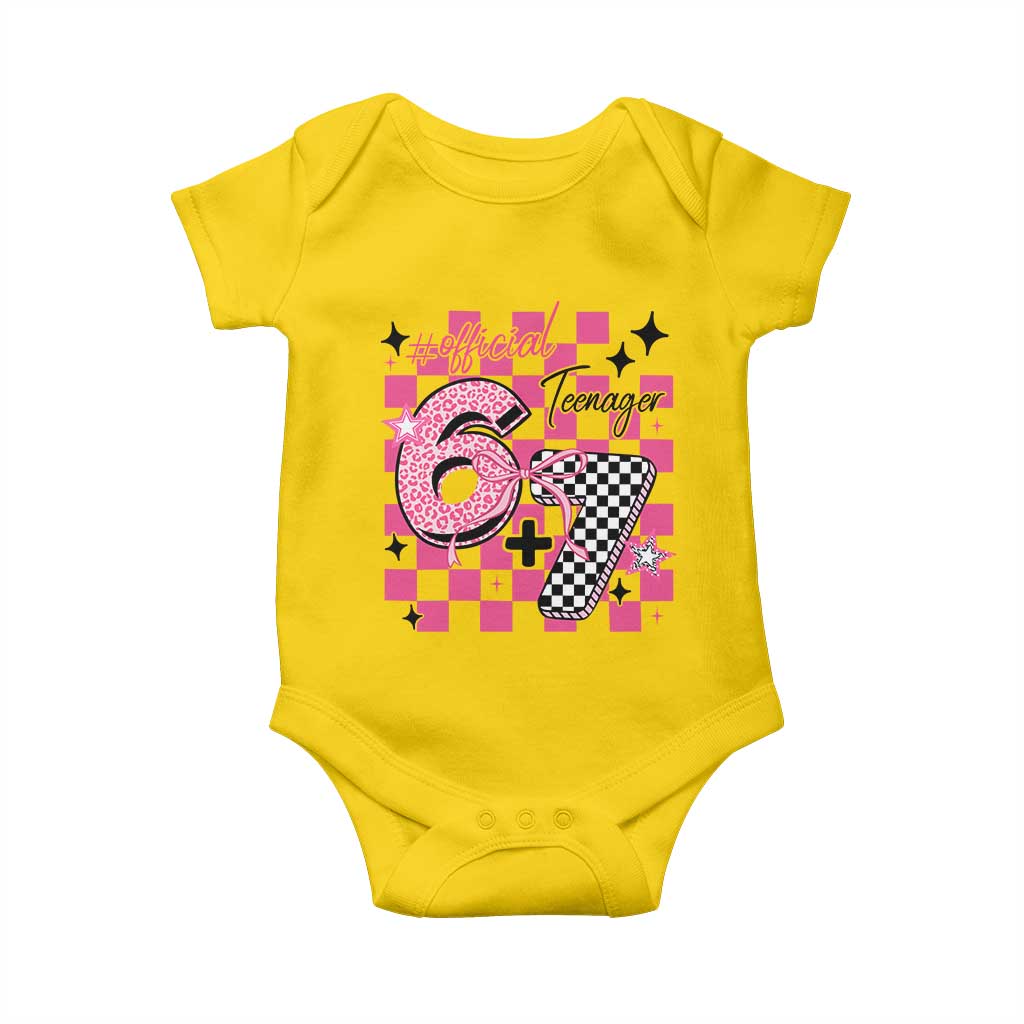Funny 13th Birthday Official Teenager Baby Onesie 6+7 13 Year Old Kids Girls Pink Checkered 67 Meme TS10 Daisy Print Your Wear