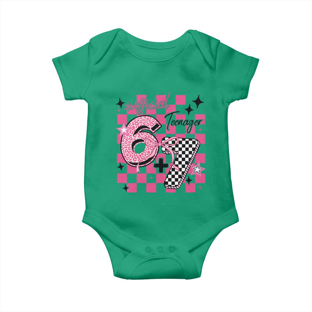 Funny 13th Birthday Official Teenager Baby Onesie 6+7 13 Year Old Kids Girls Pink Checkered 67 Meme TS10 Irish Green Print Your Wear