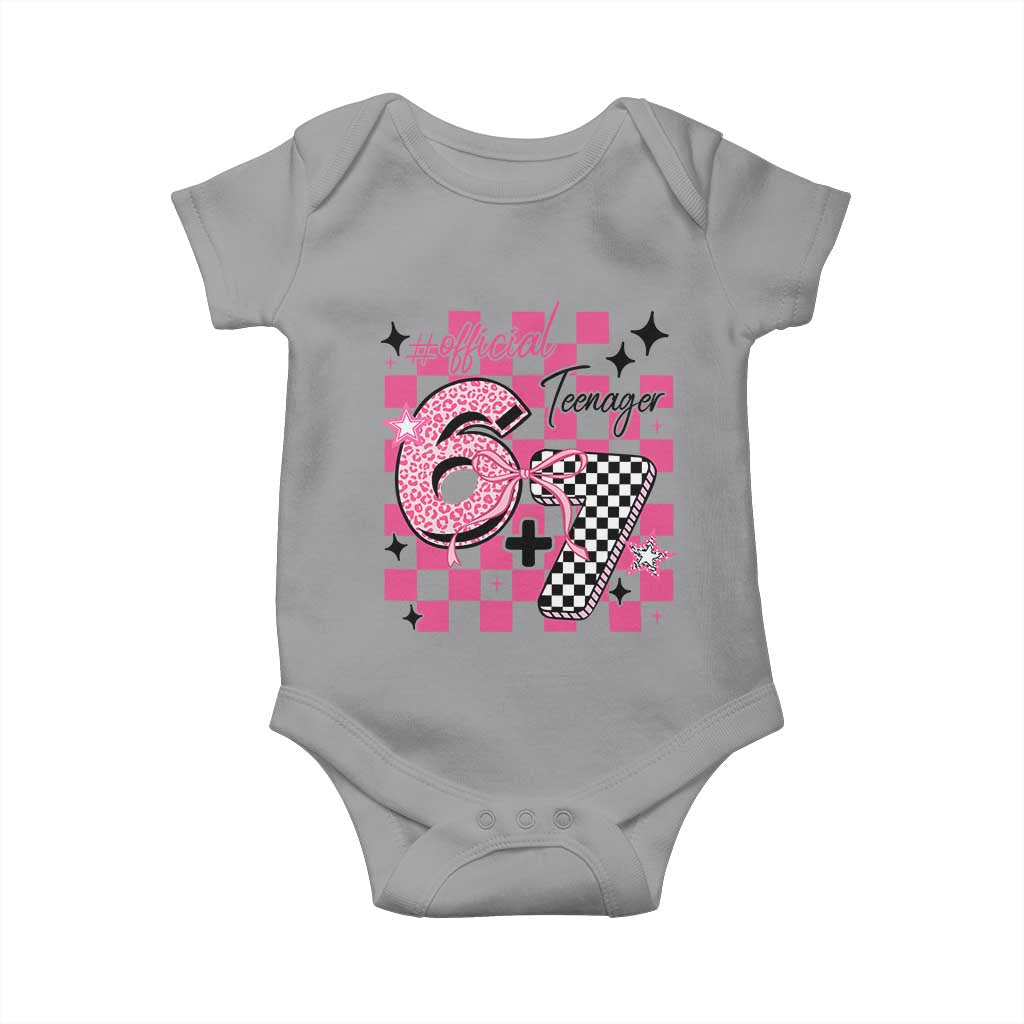 Funny 13th Birthday Official Teenager Baby Onesie 6+7 13 Year Old Kids Girls Pink Checkered 67 Meme TS10 Sport Gray Print Your Wear