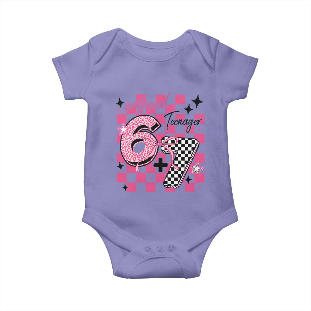 Funny 13th Birthday Official Teenager Baby Onesie 6+7 13 Year Old Kids Girls Pink Checkered 67 Meme TS10 Violet Print Your Wear