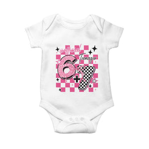 Funny 13th Birthday Official Teenager Baby Onesie 6+7 13 Year Old Kids Girls Pink Checkered 67 Meme TS10 White Print Your Wear