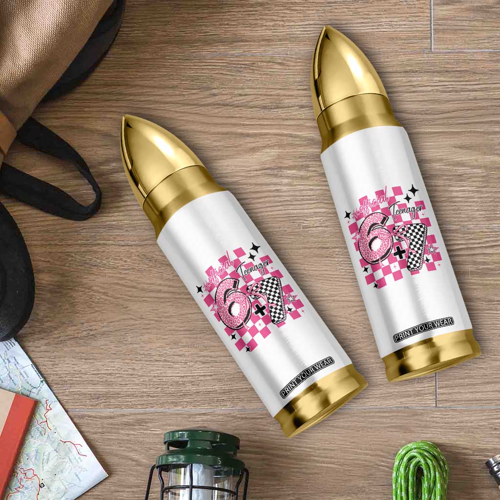 Funny 13th Birthday Official Teenager Bullet Tumbler 6+7 13 Year Old Kids Girls Pink Checkered 67 Meme TS10 Print Your Wear