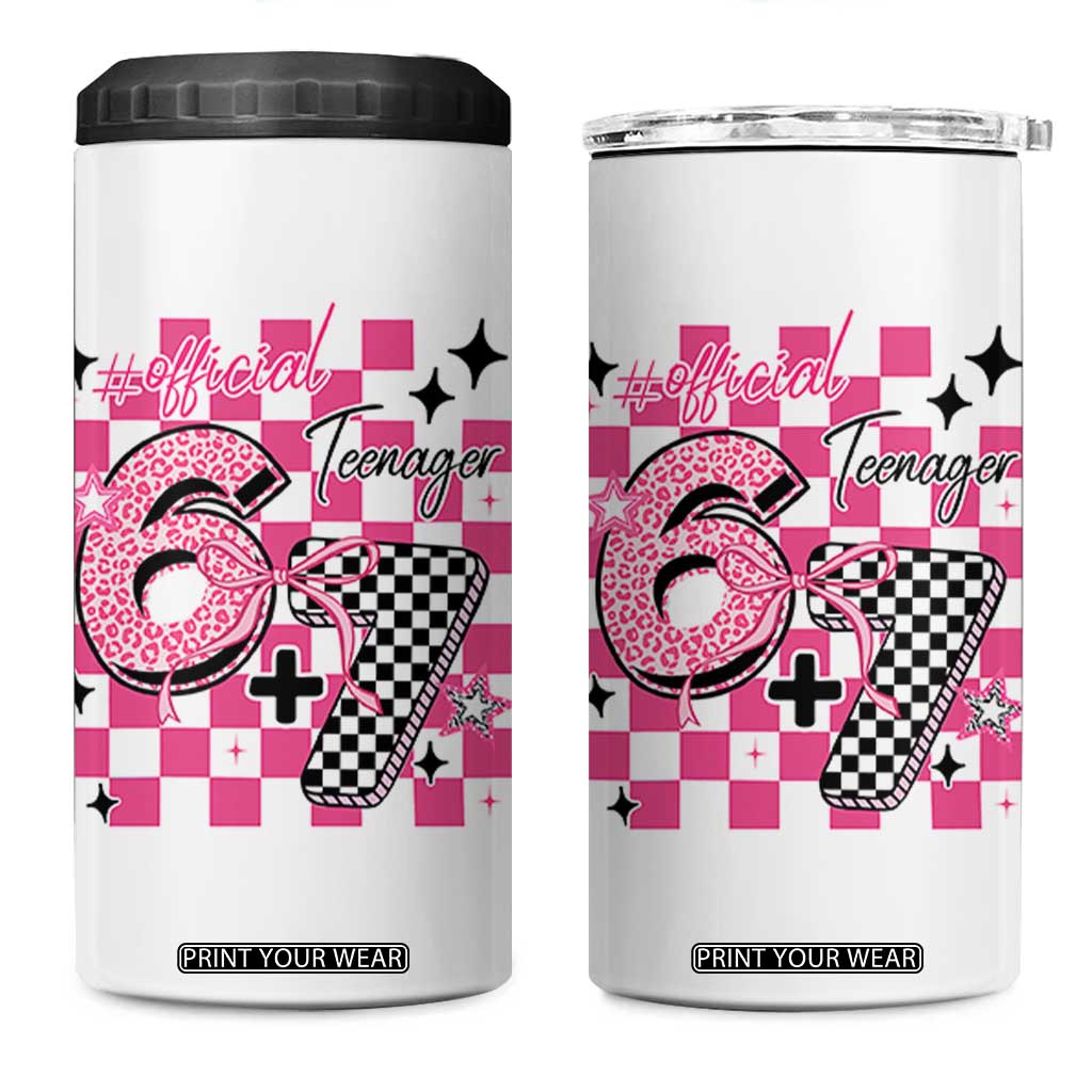 Funny 13th Birthday Official Teenager 4 in 1 Can Cooler Tumbler 6+7 13 Year Old Kids Girls Pink Checkered 67 Meme TS10 One Size: 16 oz White Print Your Wear