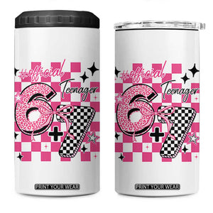 Funny 13th Birthday Official Teenager 4 in 1 Can Cooler Tumbler 6+7 13 Year Old Kids Girls Pink Checkered 67 Meme TS10 One Size: 16 oz White Print Your Wear