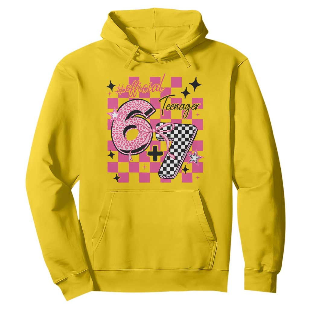 Funny 13th Birthday Official Teenager Hoodie 6+7 13 Year Old Kids Girls Pink Checkered 67 Meme TS10 Daisy Print Your Wear