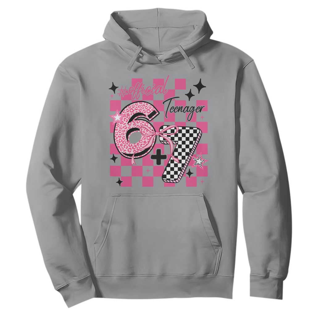 Funny 13th Birthday Official Teenager Hoodie 6+7 13 Year Old Kids Girls Pink Checkered 67 Meme TS10 Sport Gray Print Your Wear