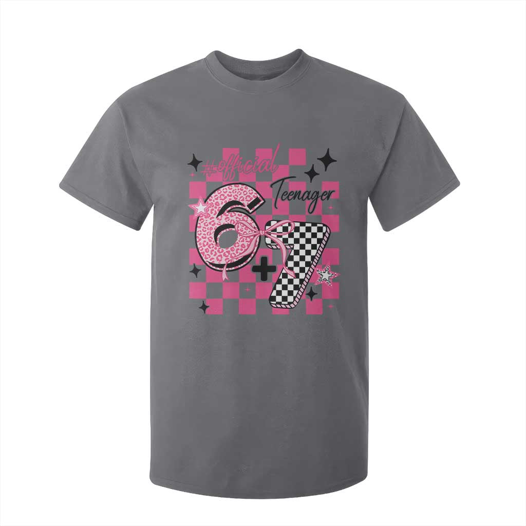 Funny 13th Birthday Official Teenager T Shirt For Kid 6+7 13 Year Old Kids Girls Pink Checkered 67 Meme TS10 Charcoal Print Your Wear