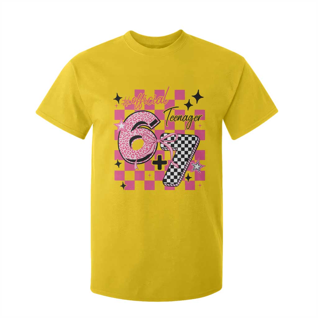 Funny 13th Birthday Official Teenager T Shirt For Kid 6+7 13 Year Old Kids Girls Pink Checkered 67 Meme TS10 Daisy Print Your Wear