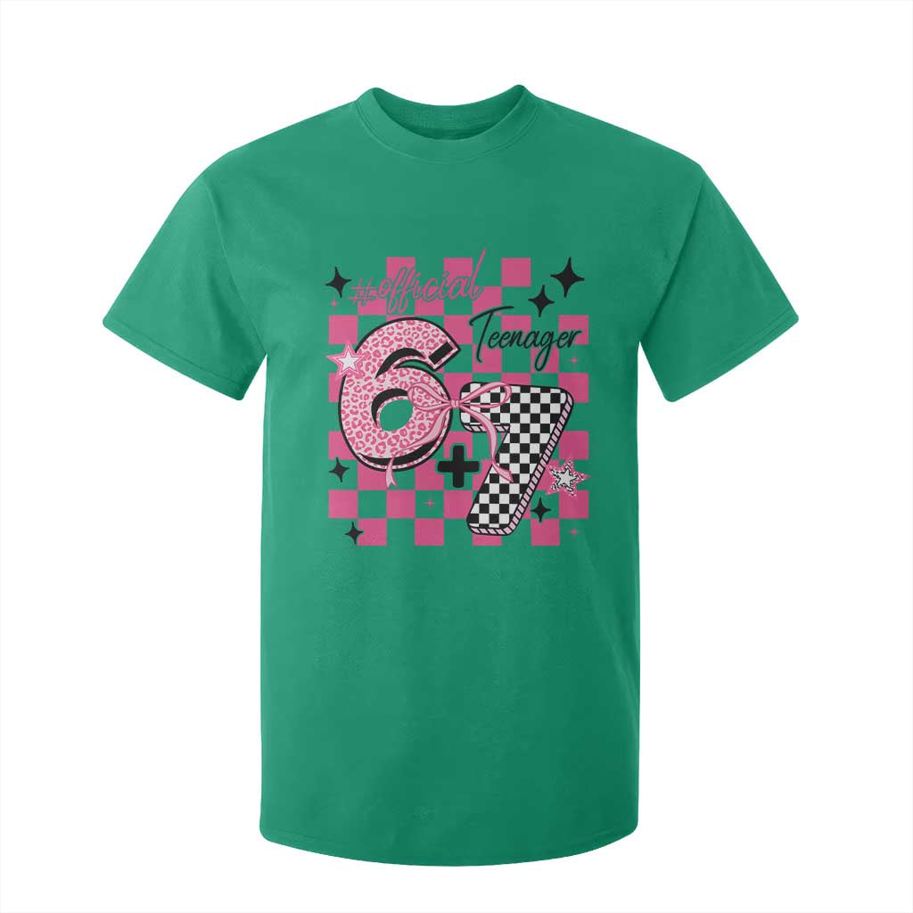 Funny 13th Birthday Official Teenager T Shirt For Kid 6+7 13 Year Old Kids Girls Pink Checkered 67 Meme TS10 Irish Green Print Your Wear