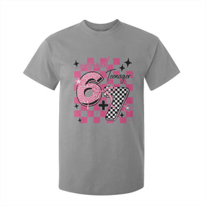 Funny 13th Birthday Official Teenager T Shirt For Kid 6+7 13 Year Old Kids Girls Pink Checkered 67 Meme TS10 Sport Gray Print Your Wear