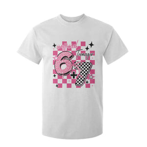Funny 13th Birthday Official Teenager T Shirt For Kid 6+7 13 Year Old Kids Girls Pink Checkered 67 Meme TS10 White Print Your Wear
