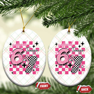 Funny 13th Birthday Official Teenager Ceramic Ornament 6+7 13 Year Old Kids Girls Pink Checkered 67 Meme TS10 Print Your Wear