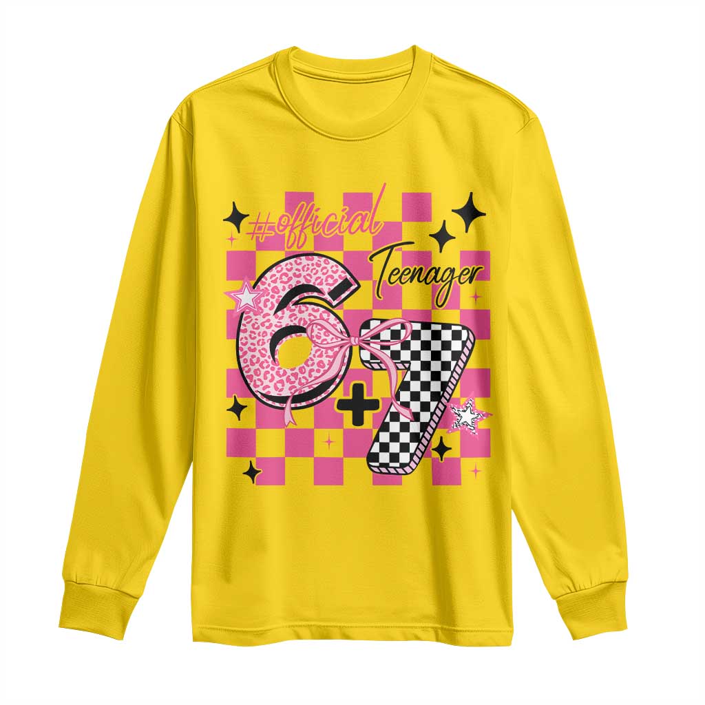 Funny 13th Birthday Official Teenager Long Sleeve Shirt 6+7 13 Year Old Kids Girls Pink Checkered 67 Meme TS10 Daisy Print Your Wear