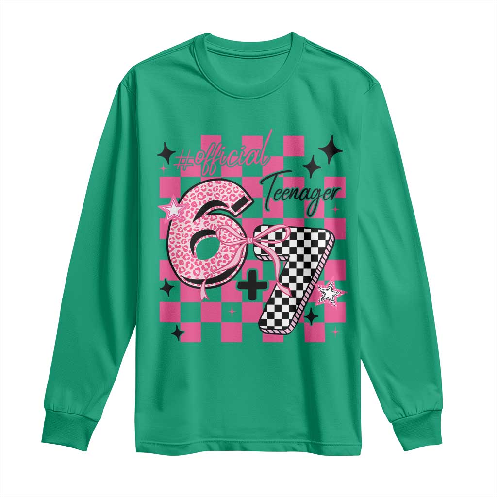 Funny 13th Birthday Official Teenager Long Sleeve Shirt 6+7 13 Year Old Kids Girls Pink Checkered 67 Meme TS10 Irish Green Print Your Wear
