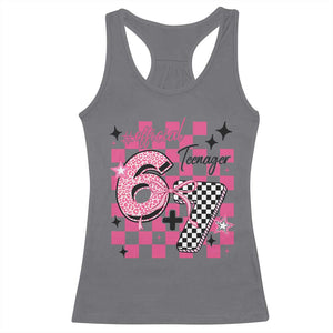 Funny 13th Birthday Official Teenager Racerback Tank Top 6+7 13 Year Old Kids Girls Pink Checkered 67 Meme TS10 Charcoal Print Your Wear