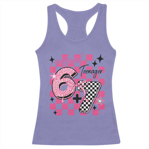 Funny 13th Birthday Official Teenager Racerback Tank Top 6+7 13 Year Old Kids Girls Pink Checkered 67 Meme TS10 Violet Print Your Wear