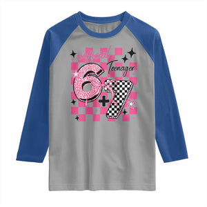 Funny 13th Birthday Official Teenager Raglan Shirt 6+7 13 Year Old Kids Girls Pink Checkered 67 Meme TS10 Sport Gray Royal Print Your Wear
