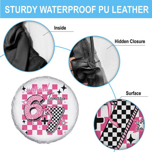 Funny 13th Birthday Official Teenager Spare Tire Cover 6+7 13 Year Old Kids Girls Pink Checkered 67 Meme TS10 Print Your Wear