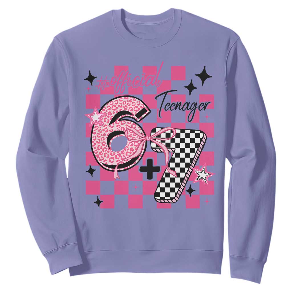 Funny 13th Birthday Official Teenager Sweatshirt 6+7 13 Year Old Kids Girls Pink Checkered 67 Meme TS10 Violet Print Your Wear