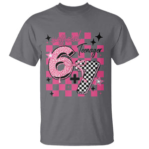 Funny 13th Birthday Official Teenager T Shirt 6+7 13 Year Old Kids Girls Pink Checkered 67 Meme TS10 Charcoal Print Your Wear